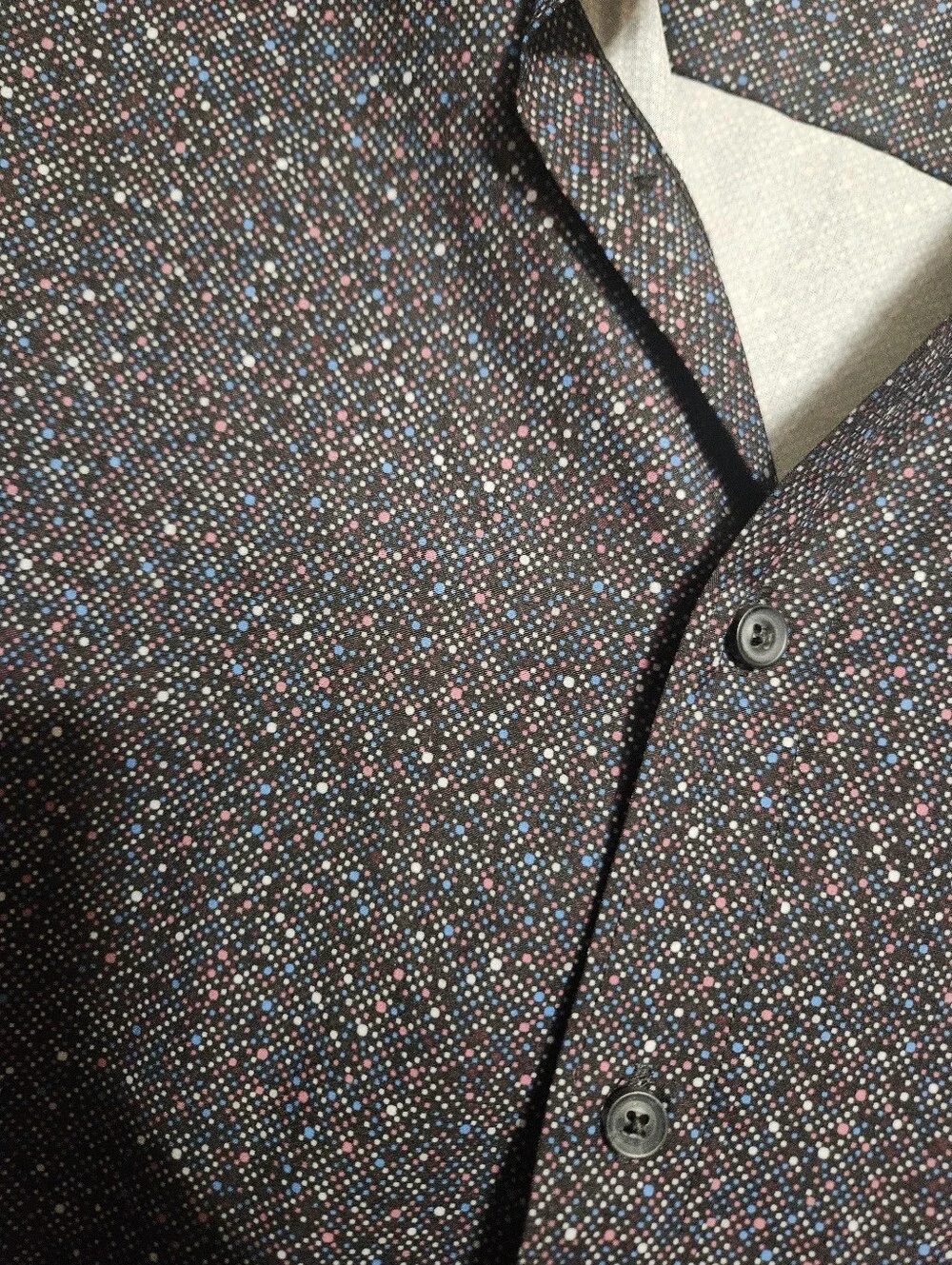 Con.struct Button Down Dress Shirt Micro Confetti Pattern 4 Way Stretch Size LG!